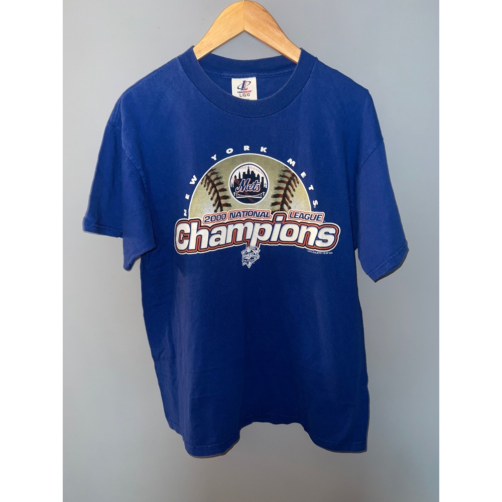 Vintage Logo Athletic New York Mets 2000 National League Champions Blue Shirt L